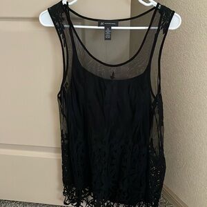 INC layered mesh tank top